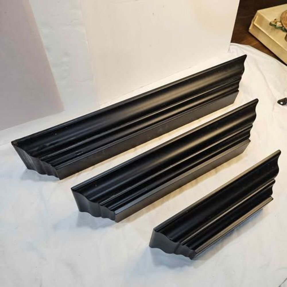 Set of 3 Black Floating Ledge Wall Shelves